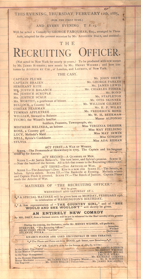 *A DALY MAY IRWIN 1885 RECRUITING OFFICER PROGRAM*